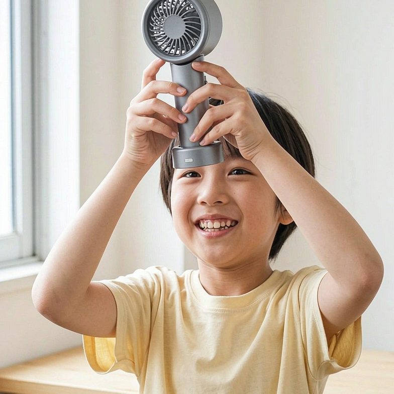 携帯扇風機 超高速暴風 【-25℃瞬間冷却・10000mAh大容量】 ハンディファン 冷却プレート付き 100段階風力調節 手持ち/首掛け/卓上/吊り下げ4way 7枚羽根 強力 USB充電式 手持ち扇風機 24時間持続 90°角度調整 ネックストラップ付き LED残量表示 軽量 小型 ミニファン 熱中症対策 暑さ対策 コンパクト 静音 アウトドア オフィス 父の日 ギフト (ダークグレー) - detail 3