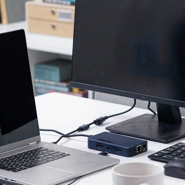 USB-C ハブ ドッキングステーション 8in1 PD100W HDMI 4K/60Hz対応 USB 10Gbps USB3.2(Gen2) 超高速データ転送 ネイビー DST-W10 - 画像 (3)