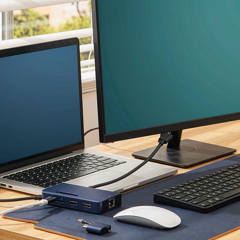 USB-C ハブ ドッキングステーション 8in1 PD100W HDMI 4K/60Hz対応 USB 10Gbps USB3.2(Gen2) 超高速データ転送 ネイビー DST-W10 - 画像 (4)